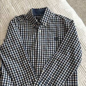 Chaps boy’s Navy and White Plaid Shirt.   EUC - worn 1x